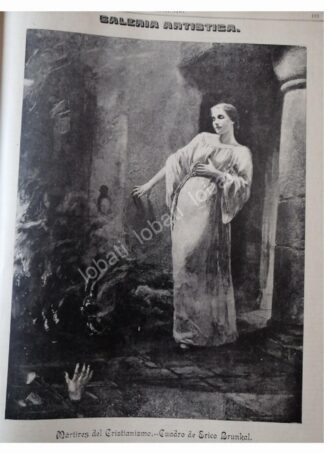 GRABADO ANTIGUO 1896 ARTE SACRO MARTIRES CRISTIANOS