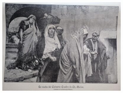 GRABADO RELIGIOSO ANTIGUO 1896, DEL CALVARIO