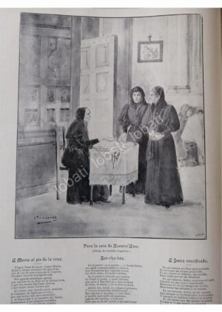GRABADO RELIGIOSO ANTIGUO 1896, LEANDRO IZAGUIRRE