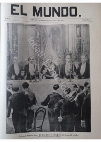 NOTICIA Y PORTADA ANTIGUA 1896 BANQUETE A PORFIRIO DIAZ