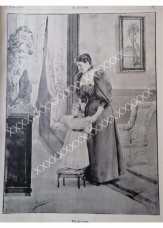 GRABADO ANTIGUO 1896 DE LEANDRO IZAGUIRRE, DIA DE REYES