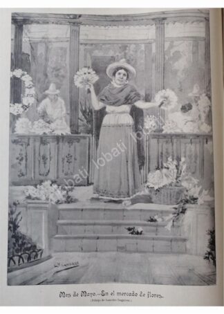 GRABADO ANTIGUO 1896 LEANDRO IZAGUIRRE, MERCADO