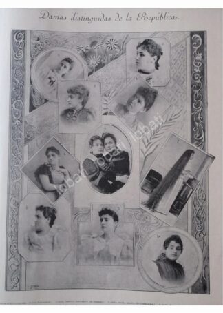 GRABADO ANTIGUO 1896 DAMAS. ALTA SOCIEDAD PORFIRIANA