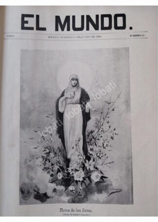 PORTADA ANTIGUA 1896 DE LEANDRO IZAGUIRRE, ARTE SACRO, VIRGEN