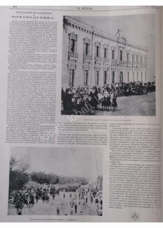 NOTA ANTIGUA 1896 TRASLADAN RESTOS DE DONATO GUERRA