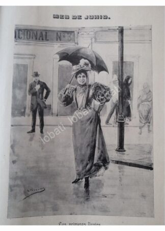 GRABADO ANTIGUO 1896 PRIMERA LLUVIA /LEANDRO IZAGUIRRE