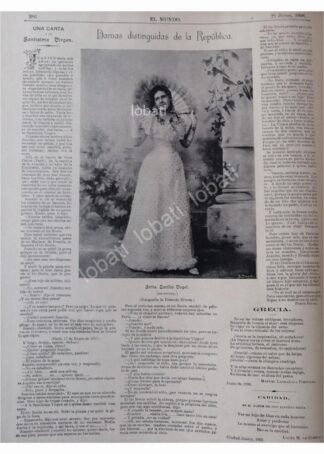 NOTA DE PRENSA ANTIGUA 1896 EMILIA VOGEL (COLIMA)