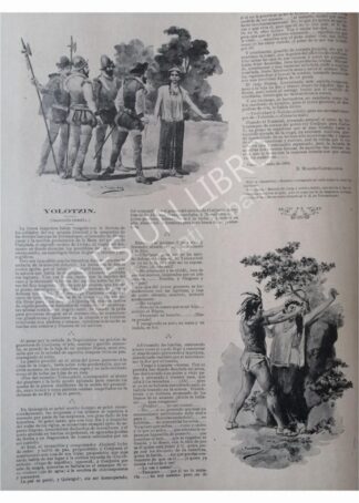 GRABADO ANTIGUO 1896 YOLOTZIN, DE MAQUEO CASTELLANOS