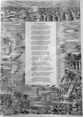GRABADO ANTIGUO 1896 DE ATLANTIDA, JOSE JUAN TABLADA