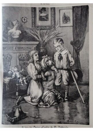 GRABADO ANTIGUO 1896 EL HIJO DEL DOCTOR /M. ROBEERCKE