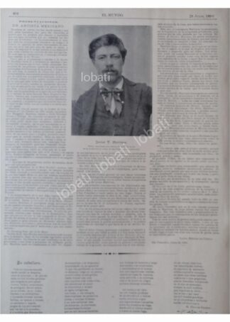 NOTA PRENSA ANTIGUA 1896 PINTOR. JAVIER T. MARTINEZ OROZCO