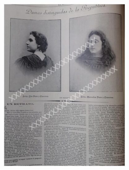 NOTA DE PRENSA, ELIA Y MERCEDES PEON CISNEROS . 1896