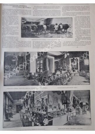 NOTA PRENSA ANTIGUA 1896 EXPOSICION INDUSTRIAL PUEBLA
