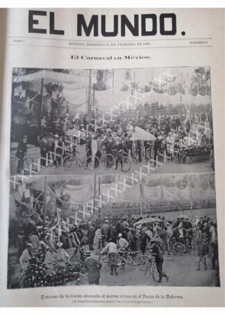 PORTADA ANTIGUA CONCURSO DE BICICLETAS PASEO. 1896