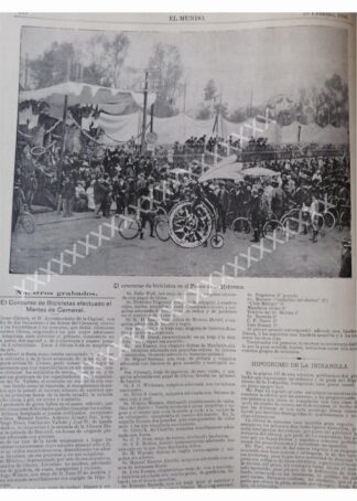 NOTA PRENSA ANTIGUA 1896 CONCURSO DE BICICLETAS