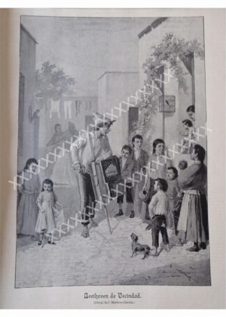 GRABADO ANTIGUO 1896 JESUS MARTINEZ CARRION, BETHOVEN DE BARRIO