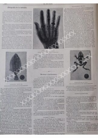 NOTA PRENSA ANTIGUA 1896 LOS PRIMEROS RAYOS X.