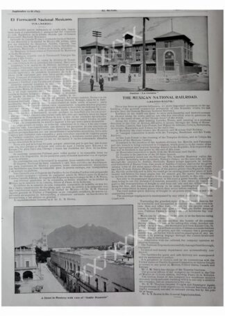 CARTEL ANTIGUO ORIGINAL DE 1897 FERROCARRIL NACIONAL MEXICANO