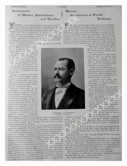 CARTEL ANTIGUO ORIGINAL DE 1897 FERROCARRIL CUERNAVACA /PACIFICO/VER - Image 2