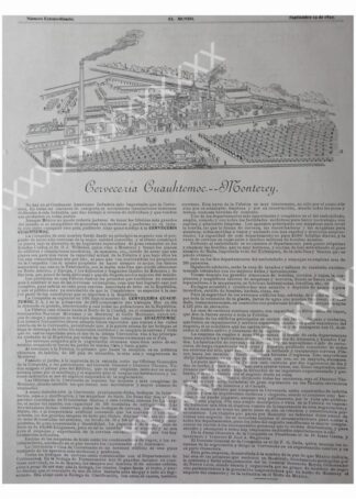 CARTEL ANTIGUO ORIGINAL DE 1897 CERVECERIA CUAUHTEMOC, INICIOS