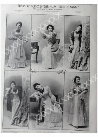 CARTEL ANTIGUO ORIGINAL DE 1897 PERSONAJES DE LA BOHEMIA DE PUCCINI