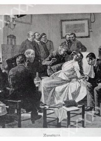 GRABADO ANTIGUO. 1897 ACTO DE HIPNOTISMO