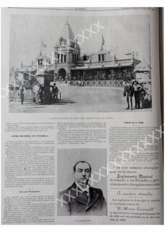 CARTEL ANTIGUO ORIGINAL DE 1897 NUEVA ESTACION FERROCARRIL PUEBLA