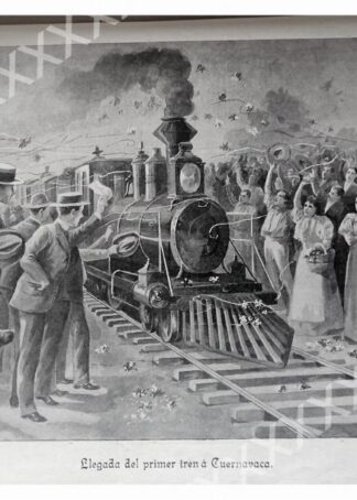 CARTEL ANTIGUO ORIGINAL DE 1897 EL PRIMER TREN EN CUERNAVACA