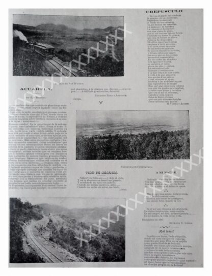 CARTEL ANTIGUO ORIGINAL DE 1897 EL PRIMER TREN EN CUERNAVACA - Image 2