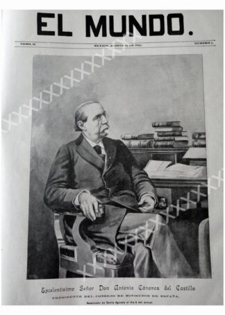 PORTADA ANTIGUA ORIGINAL  1897 MUERE ANTONIO CANOVAS DEL CASTILLO