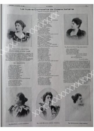 CARTEL ANTIGUO ORIGINAL DE 1897 CIA. OPERA ITALIANA EN MEXICO, TEATRO