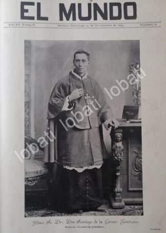 PORTADA ANTIGUA ORIGINAL  OBISPO. SANTIAGO DE LA GARZA ZAMBRANO 1899 MONTERREY / RLG