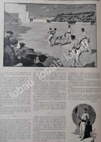 CARTEL ANTIGUO ORIGINAL DE EL JUEGO DE PELOTA VASCA 1899 / DPT