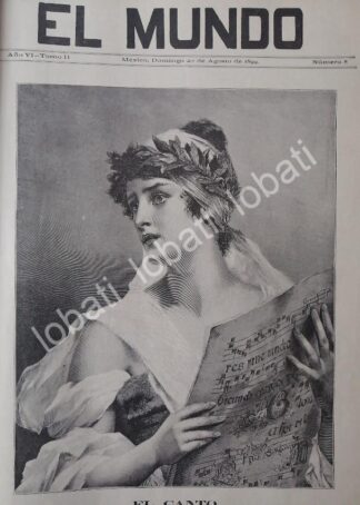 PORTADA ANTIGUA ORIGINAL  ARTISTICA 1899 EL CANTO / ARTE