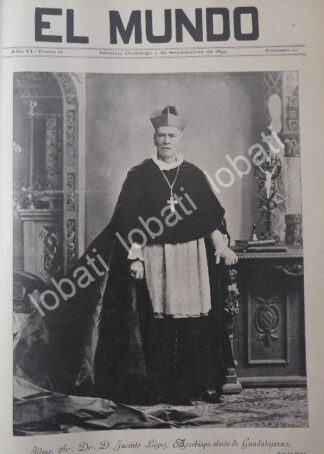 PORTADA ANTIGUA ORIGINAL  1899 ARZOBISPO. JACINTO LOPEZ ROMO. IMAGEN DE OCTAVIANO MORA