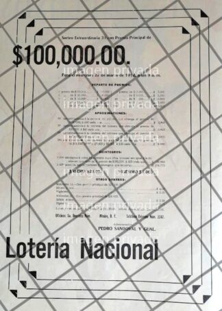 AFICHE ANTIGUO LOTERIA NACIONAL PEDRO SANDOVAL Y GUAL