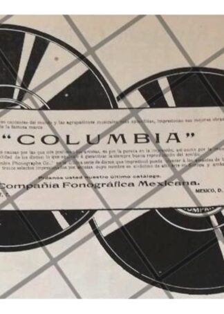 CARTEL PUBLICITARIO ANTIGUO DISCOS COLUMBIA 1912 /16