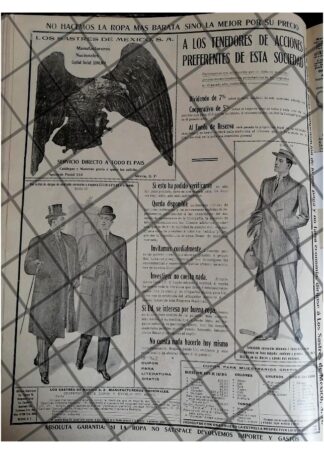 PUBLICIDAD ANTIGUA. LOS SASTRES DE MEXICO S.A 1912 /2