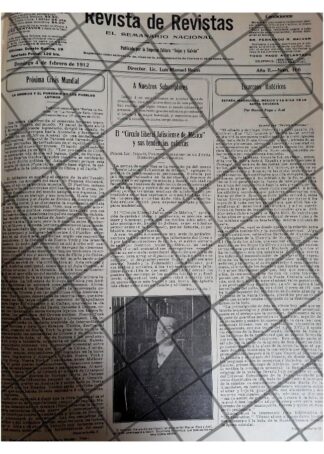 PORTADA ANTIGUA, NOTAS CIRCULO LIBERAL JALISCIENSE Y MAS 1912