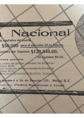 AFICHES ANTIGUO LOTERIA NACIONAL 1912 /206