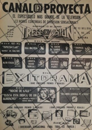 PUBLICIDAD RETRO. CANAL 13 TRECEVISION 1969 /8