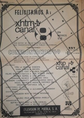 PUBLICIDAD RETRO X.H.T.M. CANAL 8 DE PUEBLA 1969