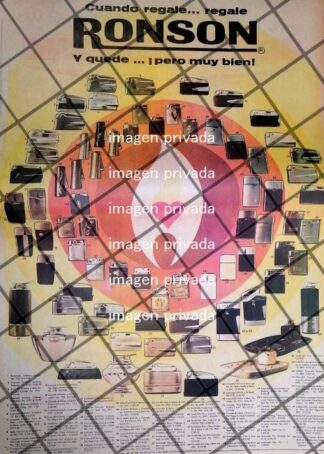 CARTEL PUBLICITARIO RETRO ENCENDEDORES RONSON 1969
