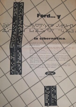 CARTEL PUBLICITARIO FORD IMPLEMENTA LA INFORMATICA 1967