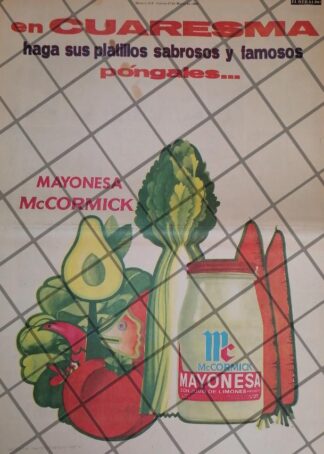 CARTEL PUBLICITARIO RETRO MAYONESA MCCORMICK 1967. T. POSTER