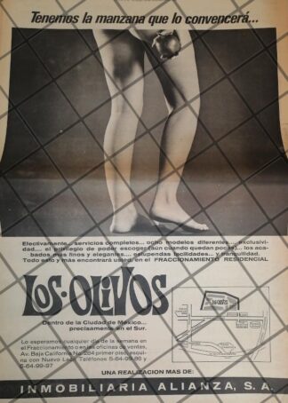 CARTEL PUBLICITARIO RETRO. COLONIA LOS OLIVOS 1969 T.POSTER