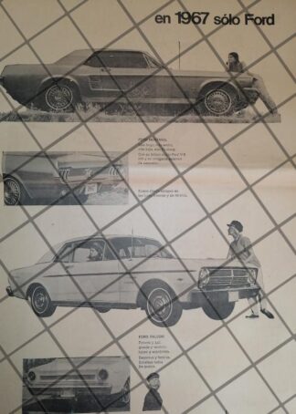 CARTEL RETRO AUTOS FORD MUSTANG 1967 Y FALCON