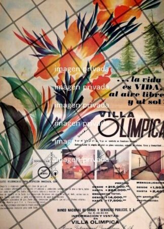 PUBLICIDAD RETRO COLONIA VILLA OLIMPICA. DIB. IGNACIO SIERRA