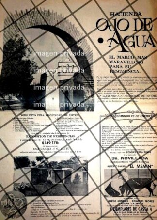 PUBLICIDAD RETRO COLONIA HACIENDA OJO DE AGUA 1969 /4