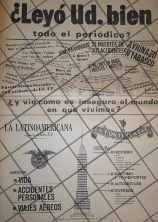 PUBLICIDAD RETRO SEGUROS LA CONTINENTAL 1969 . T. POSTER